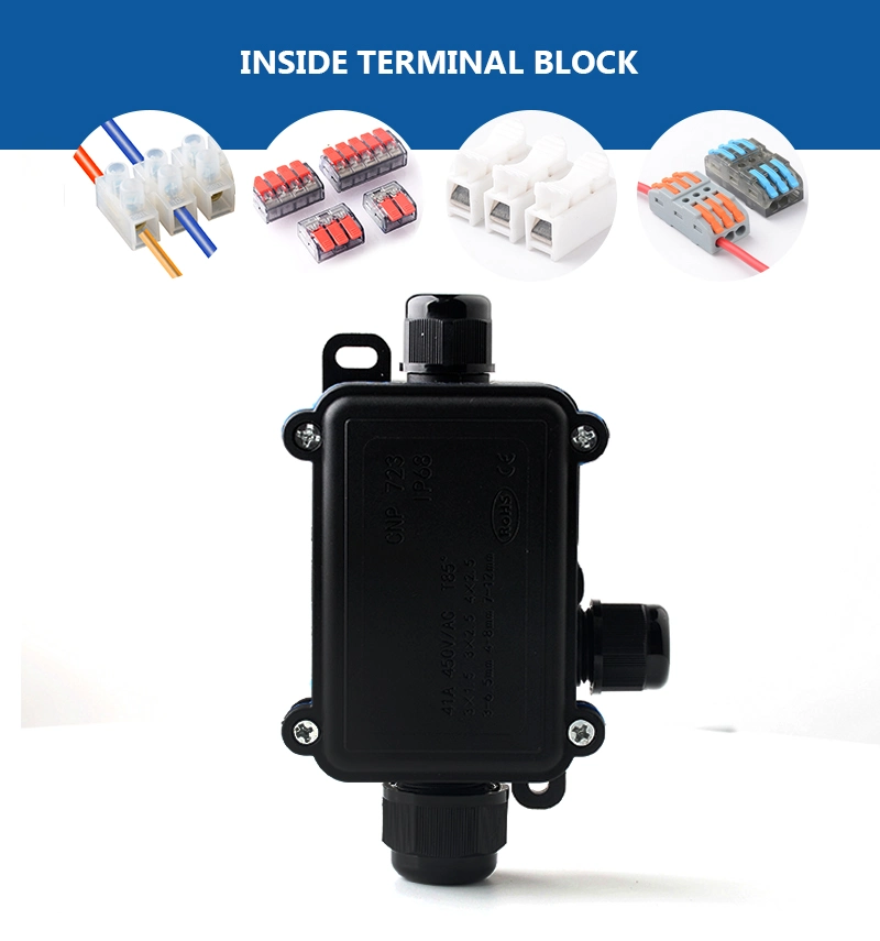 in Stock Waterproof Cable 3 Way Terminal Block Junction Box