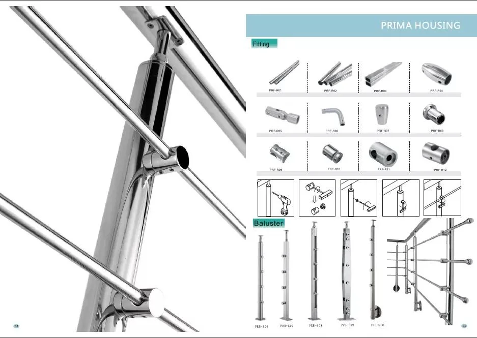 Stainless Steel Railing Post Balcony Side Mounted Cable Wire Stair Railing Balustrade with Railing Post