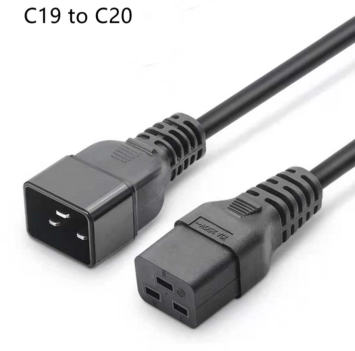 Black 3FT 250V 20A 12AWG IEC C20 to C19 PDU Rack Laptop Power Cord