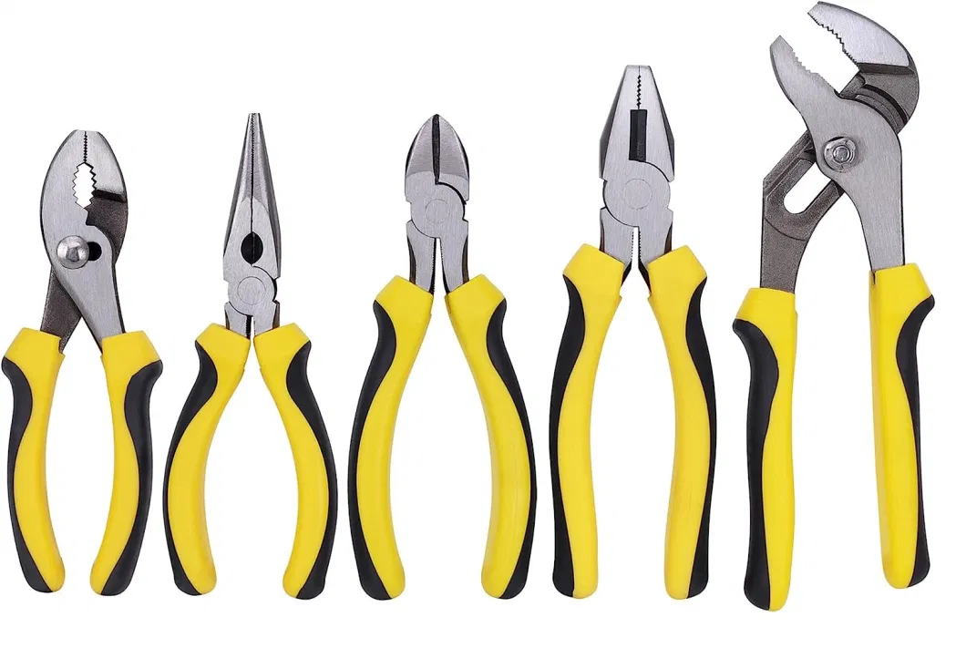 Professional Hand Tools 5-Piece Pliers Set with Sharp Blades &amp; Non-Skid Handles for Tradesman, Artisans, Diyers