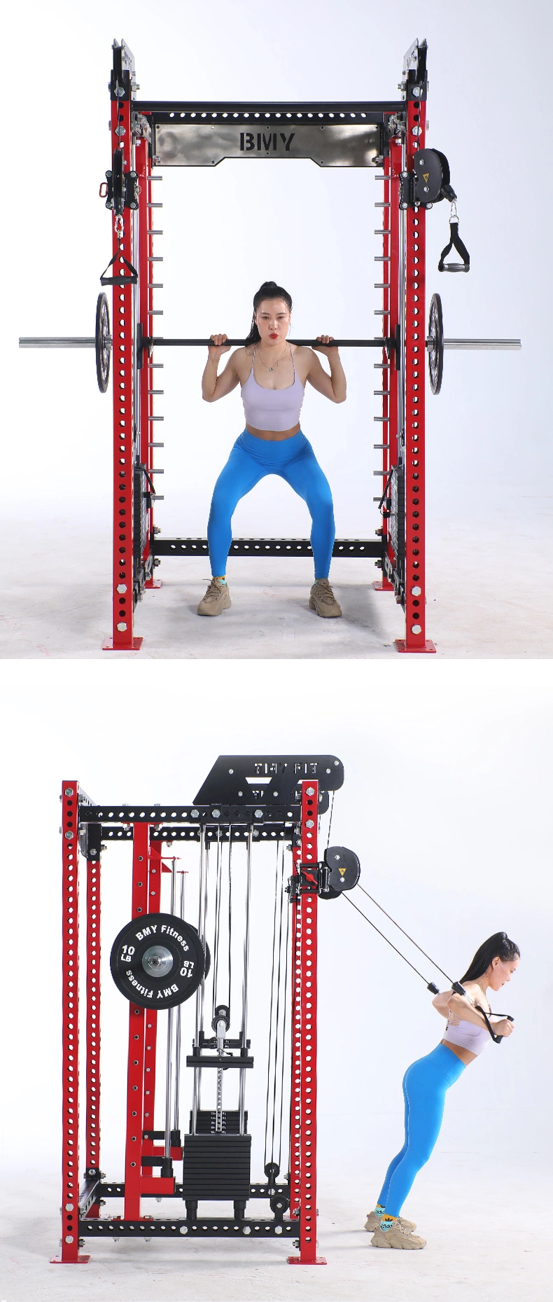 Gym Fitness Equipment Multiple Cable Pulley System Squat Power Cage Rack Functional Trainer Smith with Weight Stack