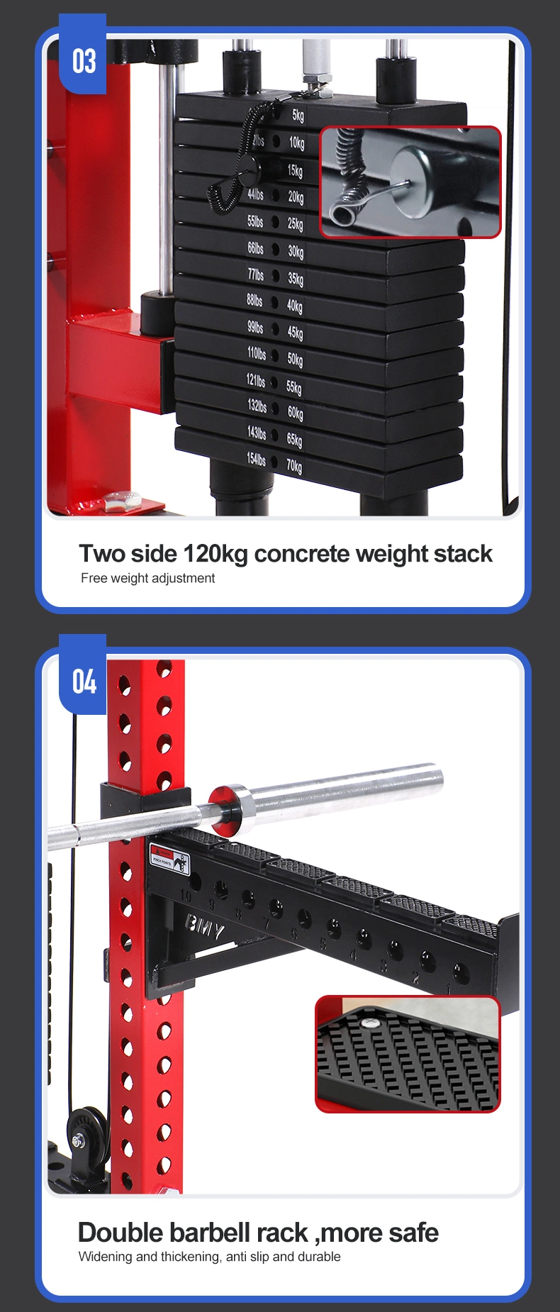 Gym Fitness Equipment Multiple Cable Pulley System Squat Power Cage Rack Functional Trainer Smith with Weight Stack