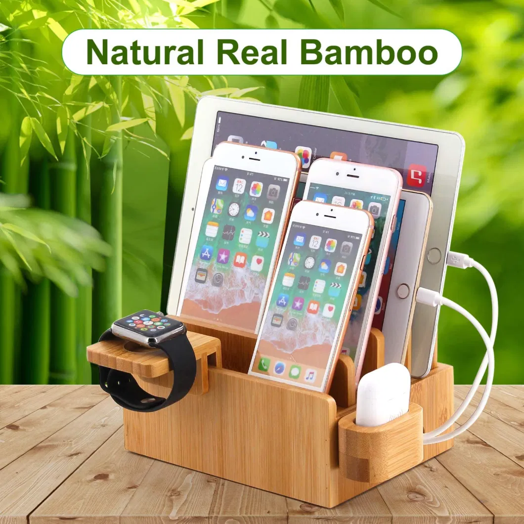 Desktop Docking Stations Holder for Cell Phone, Tablet, iWatch, Airpod Charge Stand (Included Watch &amp; Airpod Stand, 5 Cable)