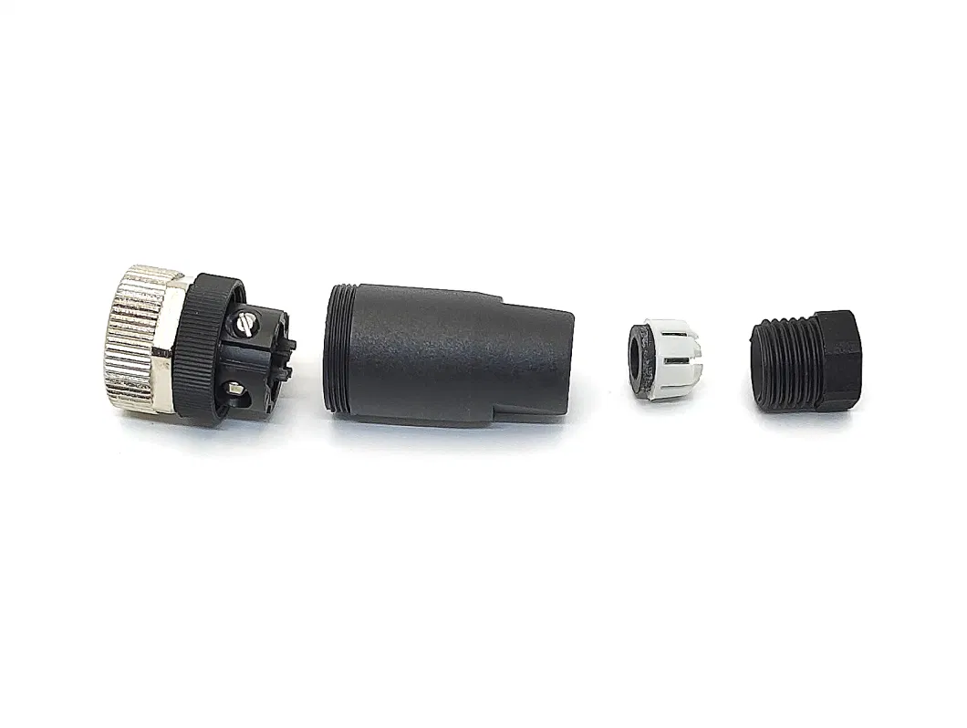 M12 4-Pole Straight Female Plastic Plug Screw Connection Field-Wireable Pg7 Connector