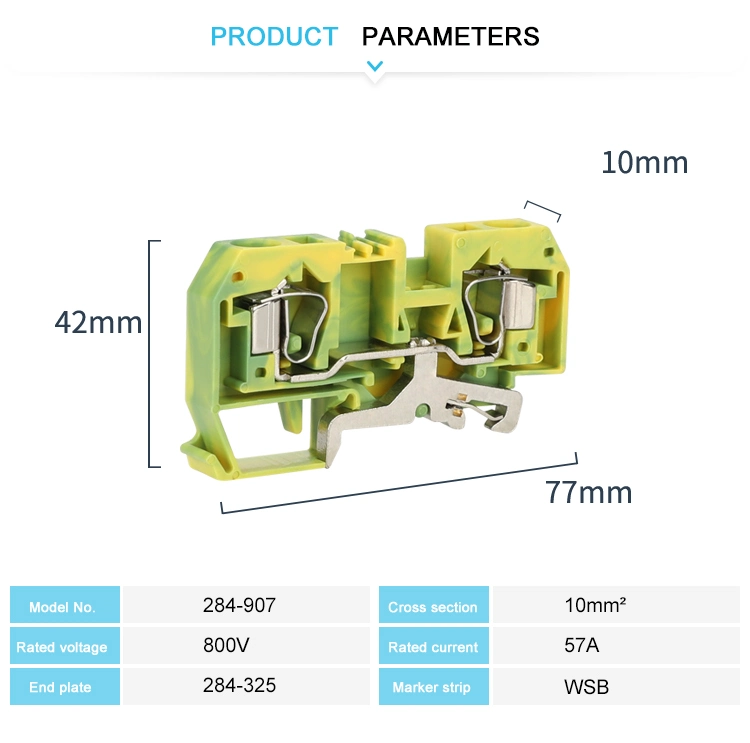 284-907 10mm Yellow Green Grounding Terminals