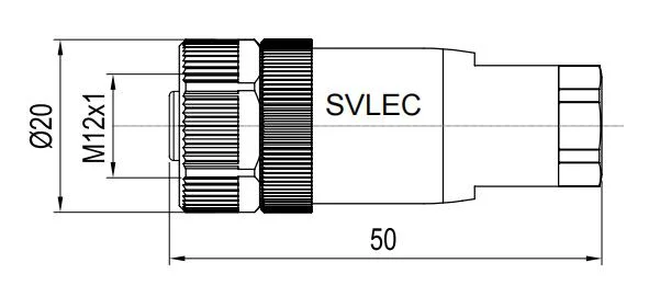 M12 4-Pole Straight Female Plastic Plug Screw Connection Field-Wireable Pg7 Connector