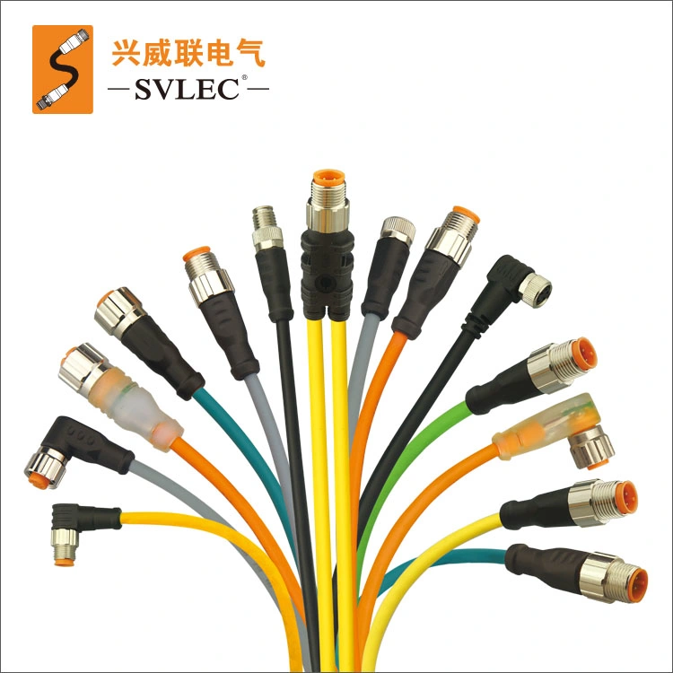 IP67 M12 Power Connector T-Code Connection Cables Singled-Ended Molded Cordsets