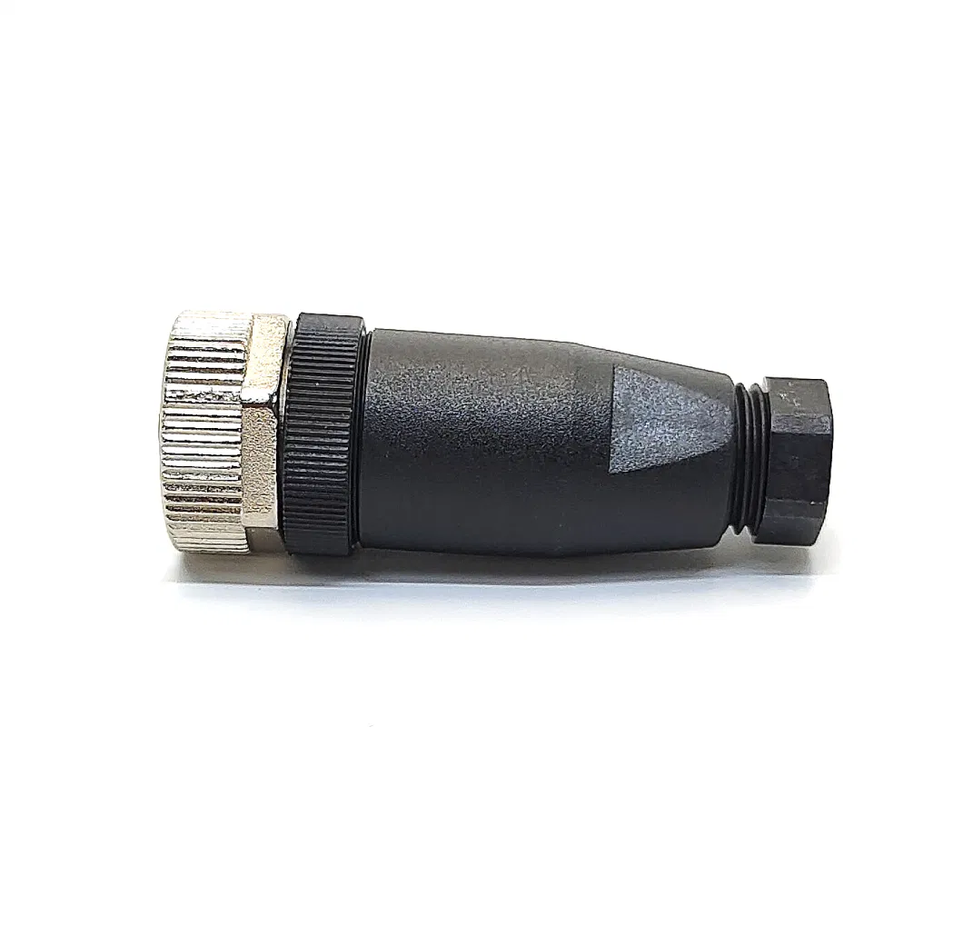 M12 4-Pole Straight Female Plastic Plug Screw Connection Field-Wireable Pg7 Connector