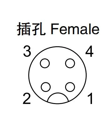 M12 4-Pole Straight Female Plastic Plug Screw Connection Field-Wireable Pg7 Connector