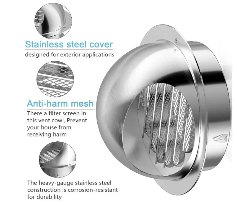 HVAC Stainless Steel Metal Round Vent Louvres with Mesh