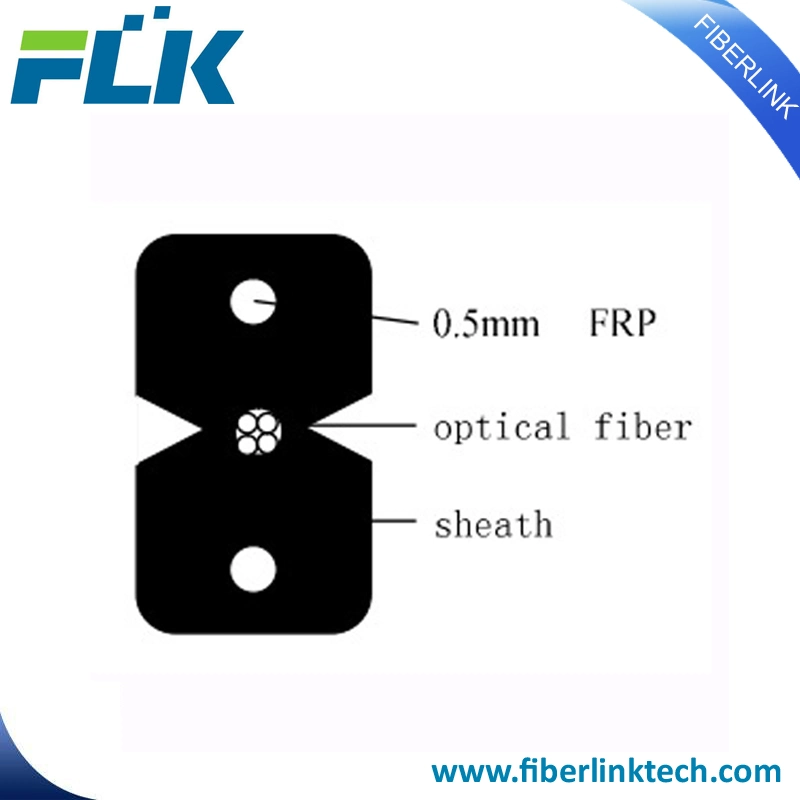 1-12 Fibers/Cores Flat Fiber Optic/Optical FTTH Drop Cable with Rip Cord