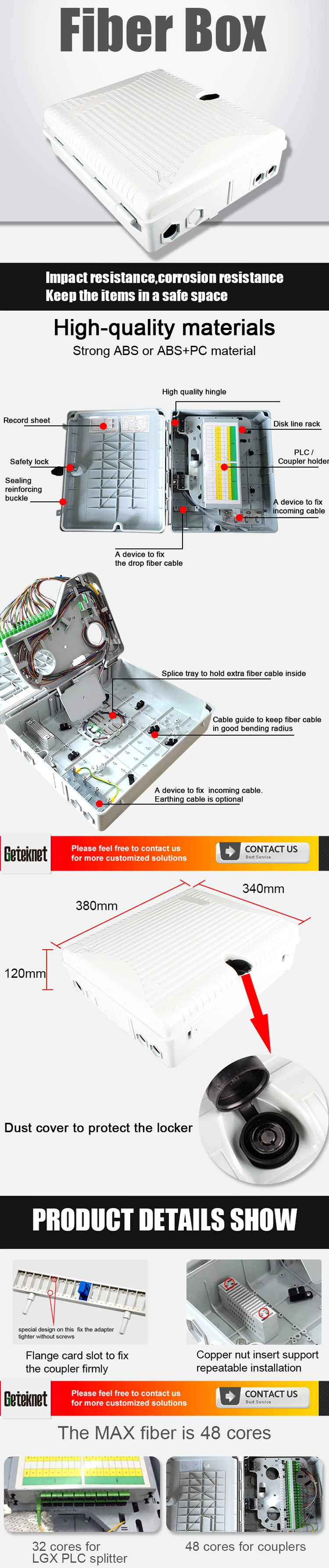 Gcabling 48 Port Fiber Optic Terminal Distribution Box