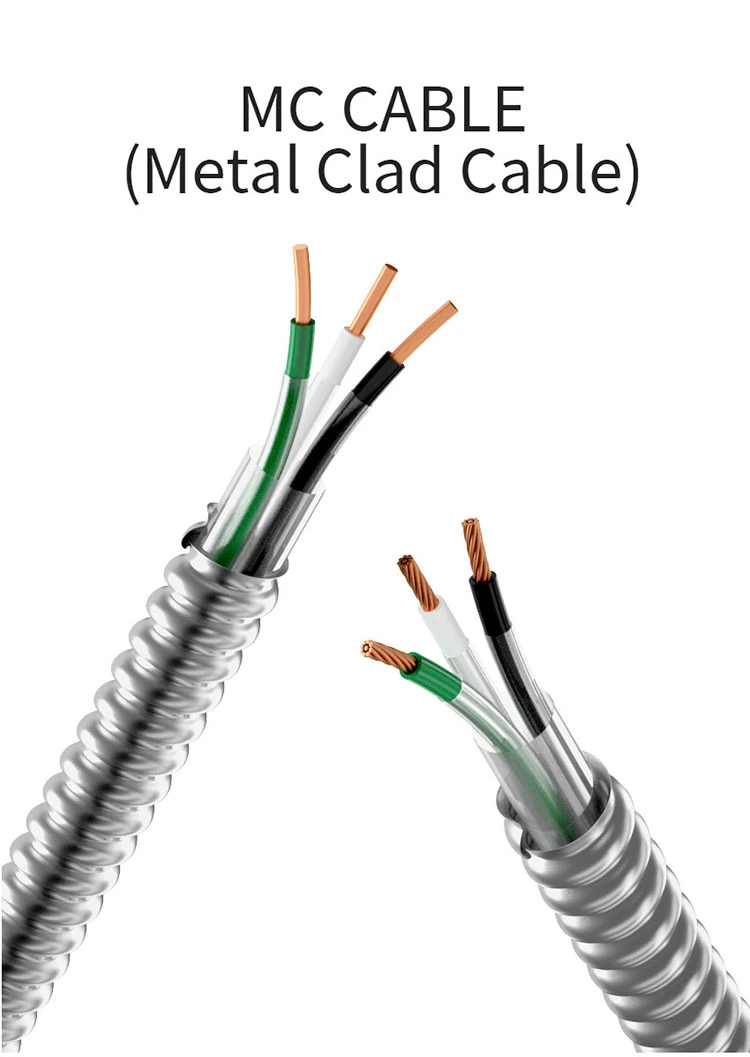 UL Listed 600V Lightweight Aluminum Armored Wire 1 2 3 4 6 8 10 12 14 16 18 AWG Thwn Thhn Insulated Grounding Conductor Mc Cable