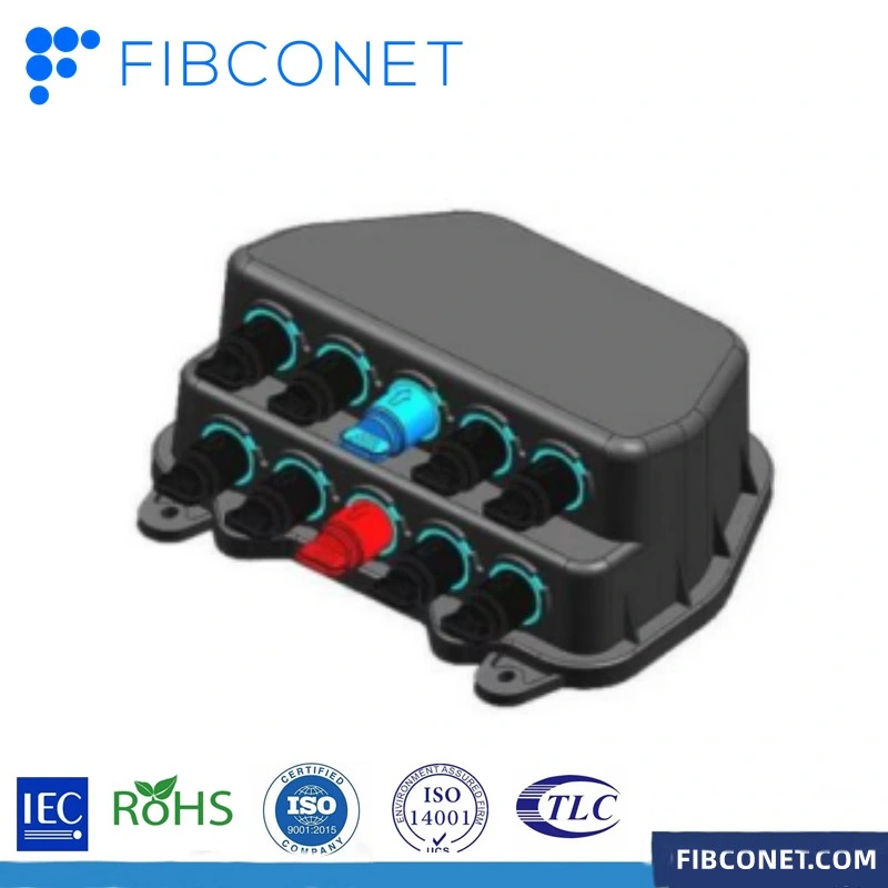 Waterproof IP68 1 in/8 Ports out Terminal Junction Box with Splice Tray and Cable Management System