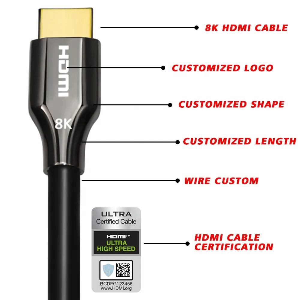 Factory High Quality 8K/60Hz 4K/120Hz 48gbps HDMI 2.1 Cable