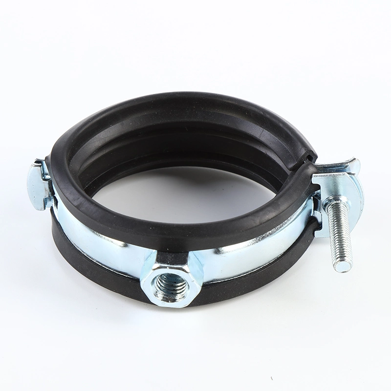 2023 Galvanized Hot Sell Heavy Duty Ningbo Manufactures Single Pipe Clamps and M8 One Screw Fixing Pipe Clamp with Rubber