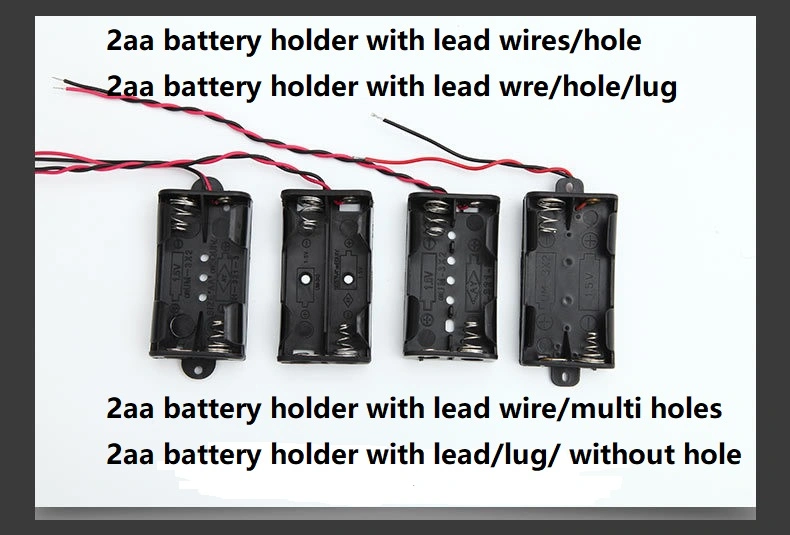 Plastic Battery Holder with Cable/Lead Wire /Lug, 1 Cell, 2 Cells, 3 Cells, 4 Cells, 5 Cells, 6 Cells, 8 Cells, 10 Cells Series AA Lithium Battery Box Case