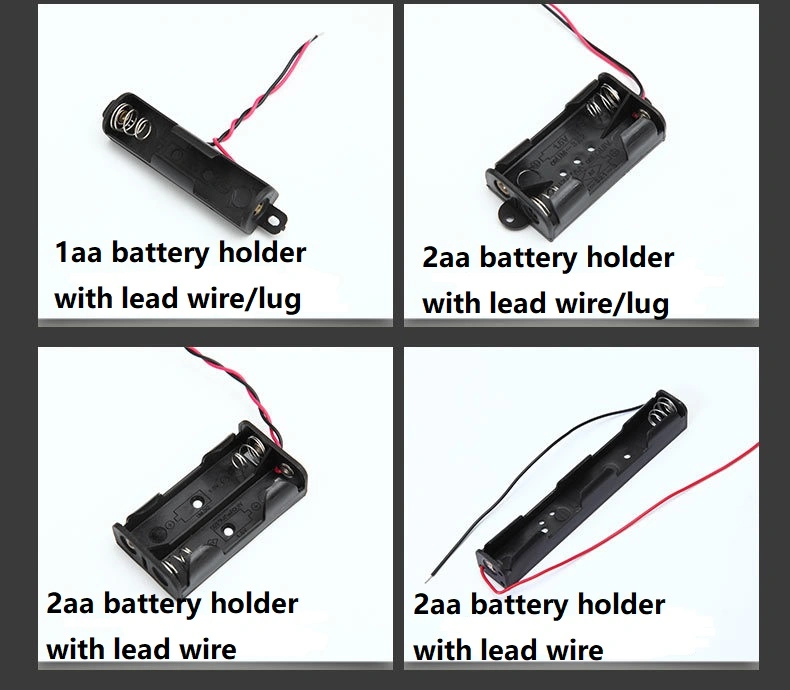 Plastic Battery Holder with Cable/Lead Wire /Lug, 1 Cell, 2 Cells, 3 Cells, 4 Cells, 5 Cells, 6 Cells, 8 Cells, 10 Cells Series AA Lithium Battery Box Case