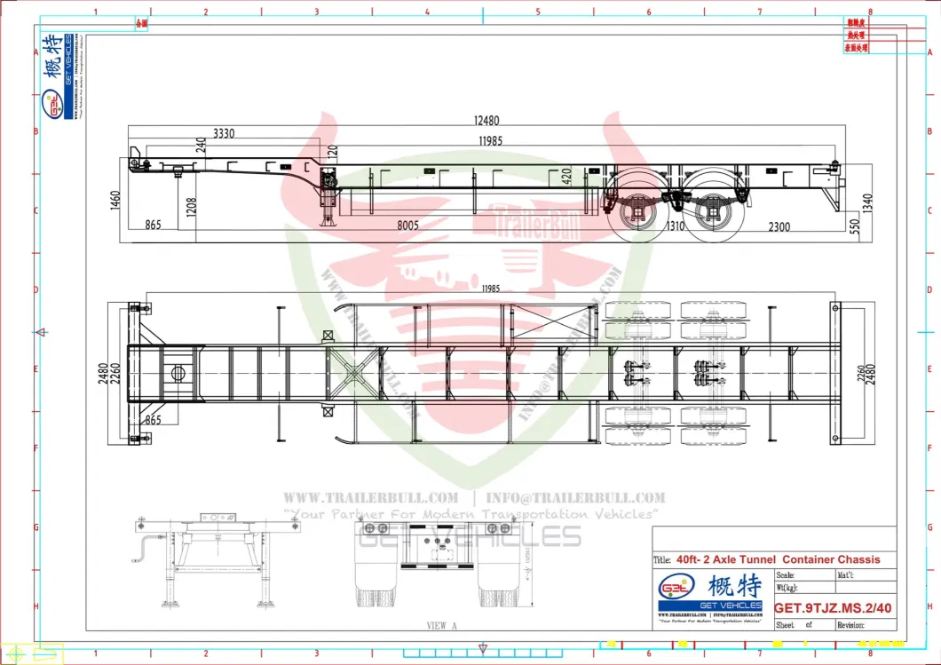 ISO 40FT Intermodal Container Chassis for Tunnel Container Transit