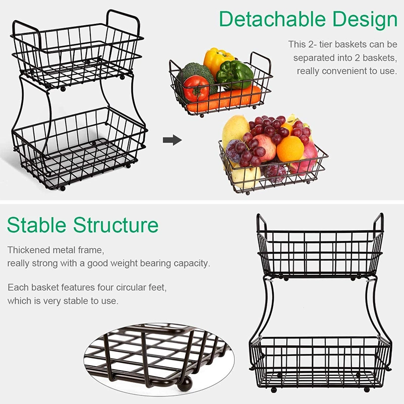 Factory Cheap Price Metal Fruit Vegetable Storage Basket Iron Rack