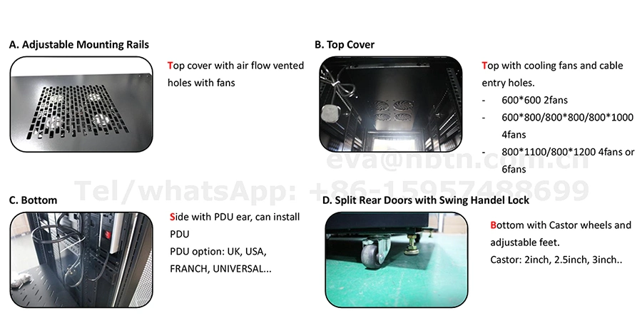 42u 800*800 Server Network Rack with 2 PCS Vertical Cable Management