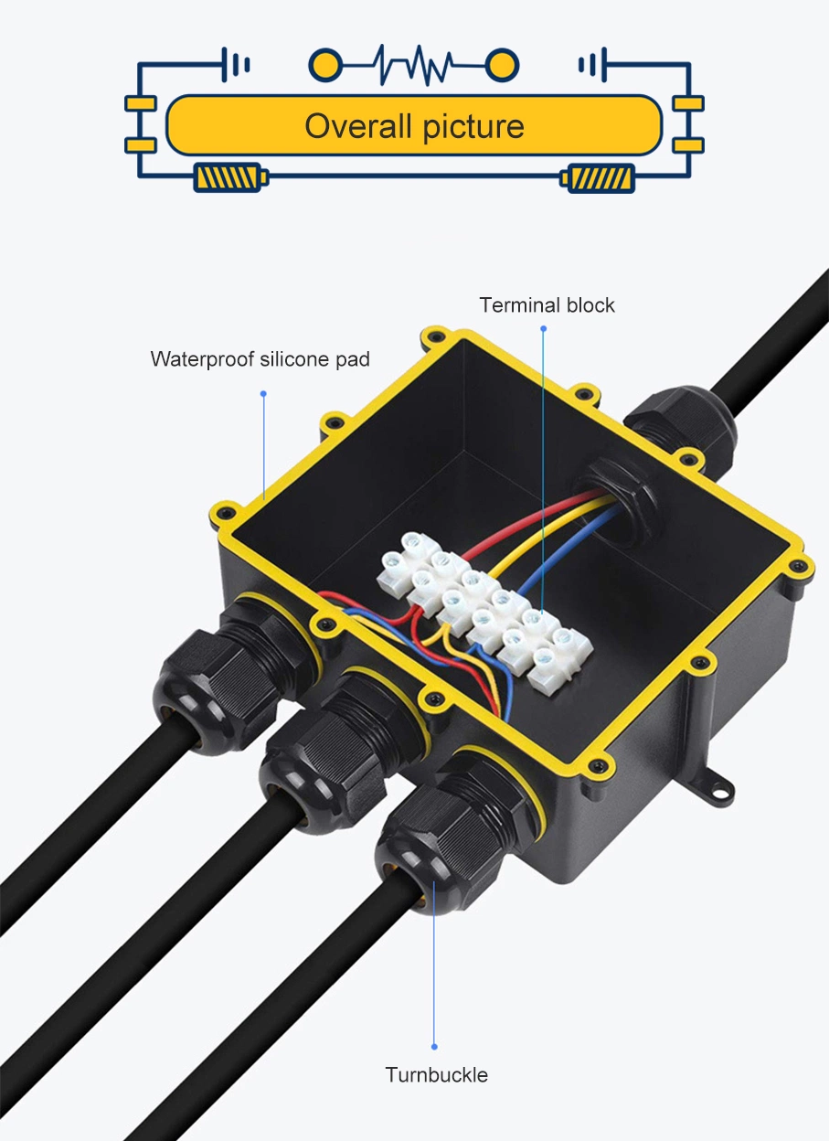 Plastic Waterproof TV Electrical Pole Mount Enclosures Junction Box Cable Connector