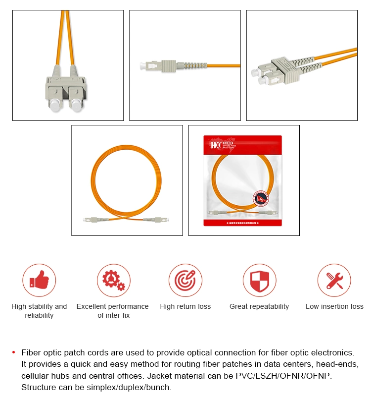 SC/PC Fibrain Optic Patchcord 9/125 Sm Simplex Sc-Sc Optical Fiber Patch Cord