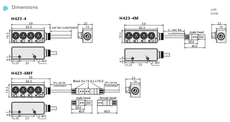 Siron H423-4 Smallest Size Electrical Junction Box Micro Quick Plug Junction Box with Cable