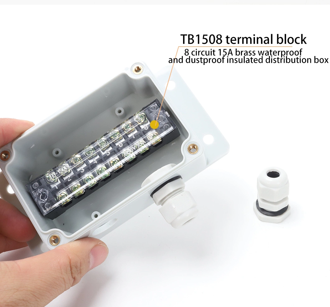 One in and Three out 15A 8way Waterproof Wire Docking Box ABS Plastic Pg9 Nylon Connectors 4-8 Square Wires