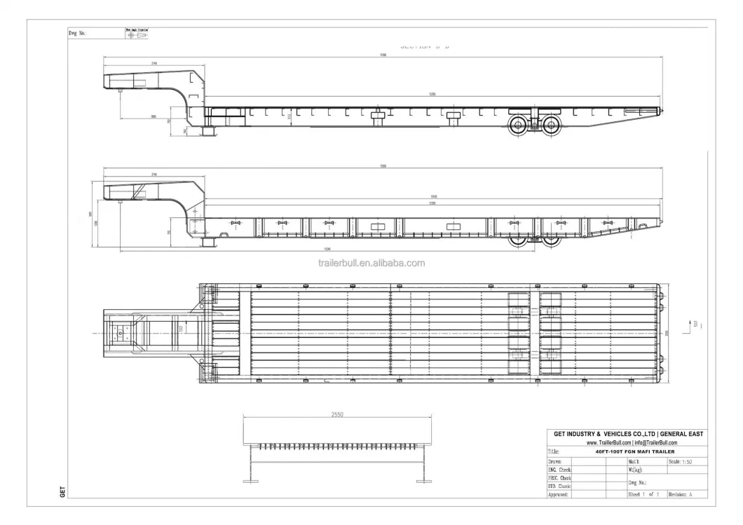 40FT 100 Ton Fgn Mafi Trailer Roll Trailer for Heavy Static Goods and Materials in The Maritime Shipping Industry