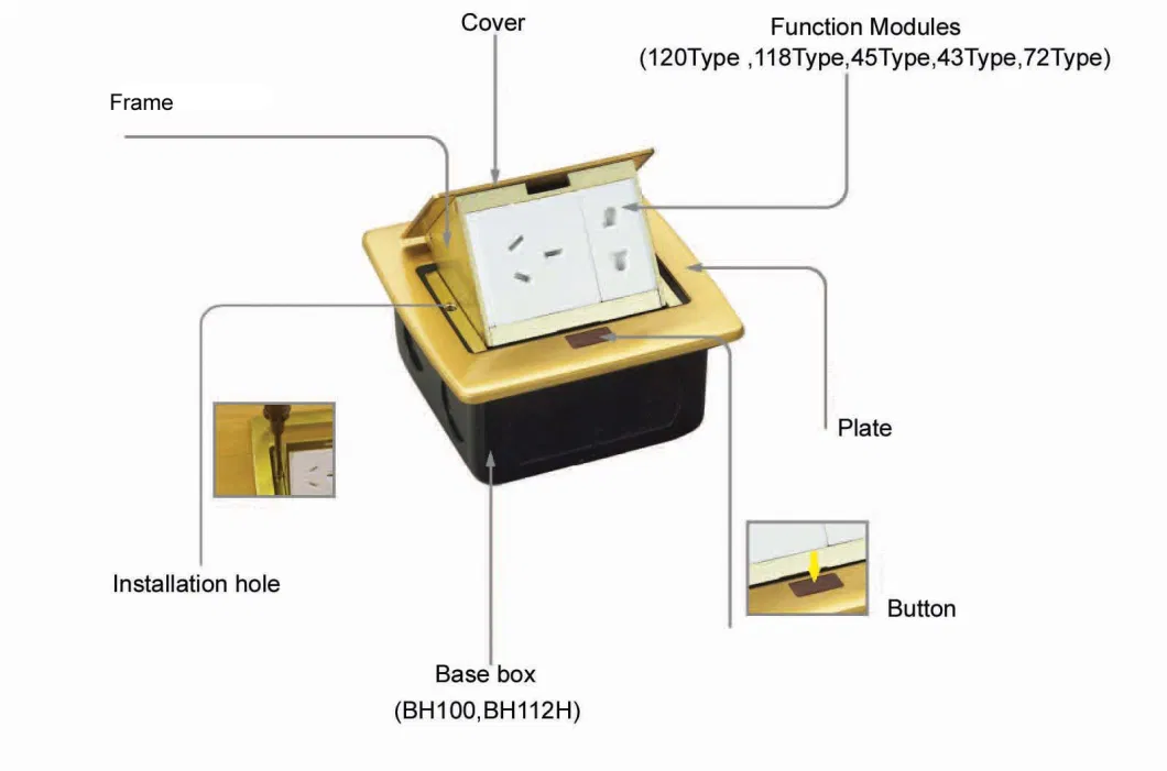 IP44 Pop-up Floor Box Outlet