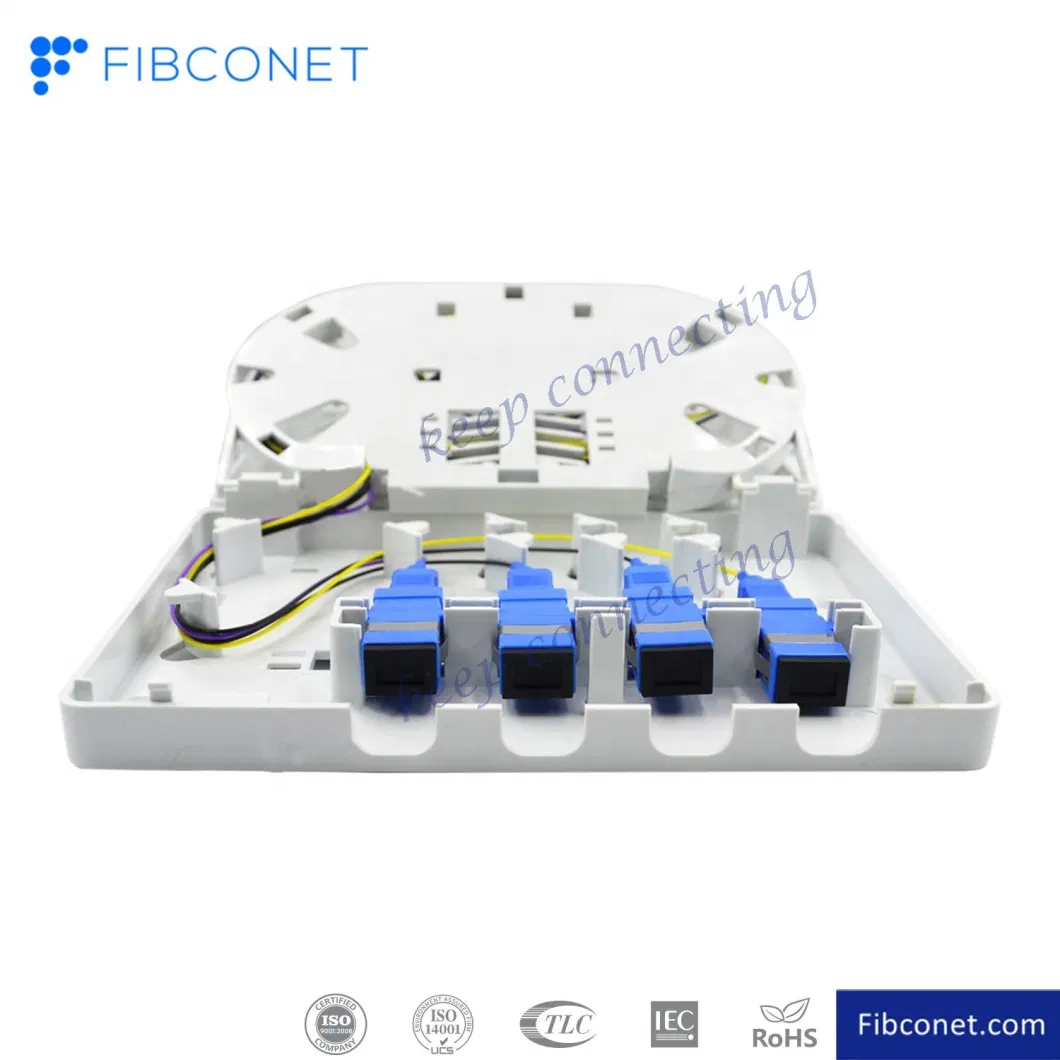 China Factory 4 Ports Mini Optical Terminal Box Plastic Face Box Fiber Optic Wall Outlet Box