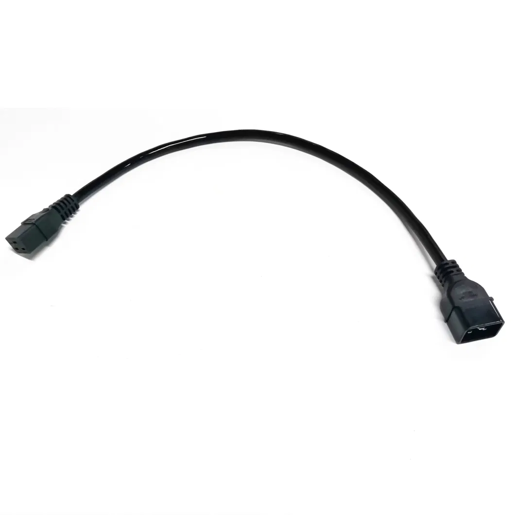 Black 3FT 250V 20A 12AWG IEC C20 to C19 PDU Rack Laptop Power Cord