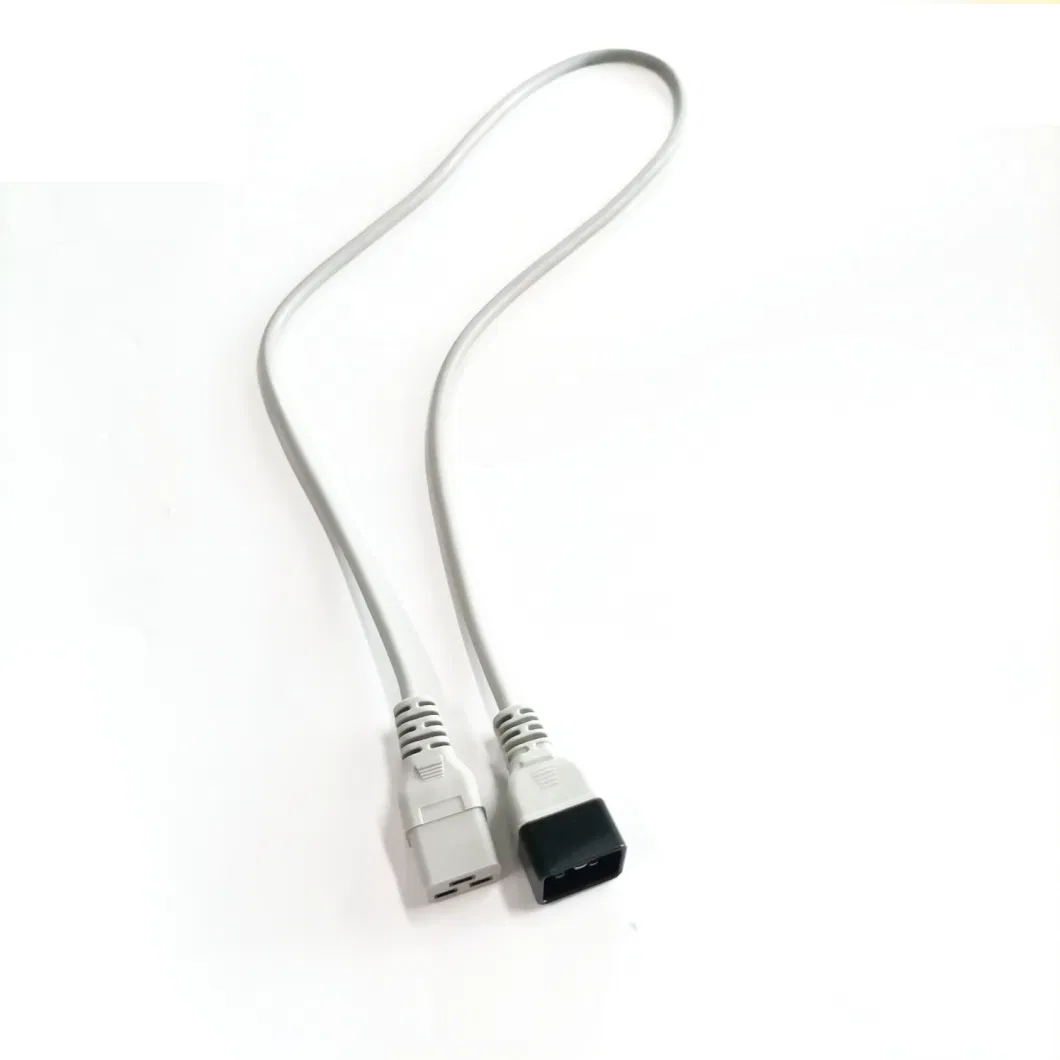 Gray Server UPS C19 Female to C20 Male Power Supply Cord 14AWG 1.8m