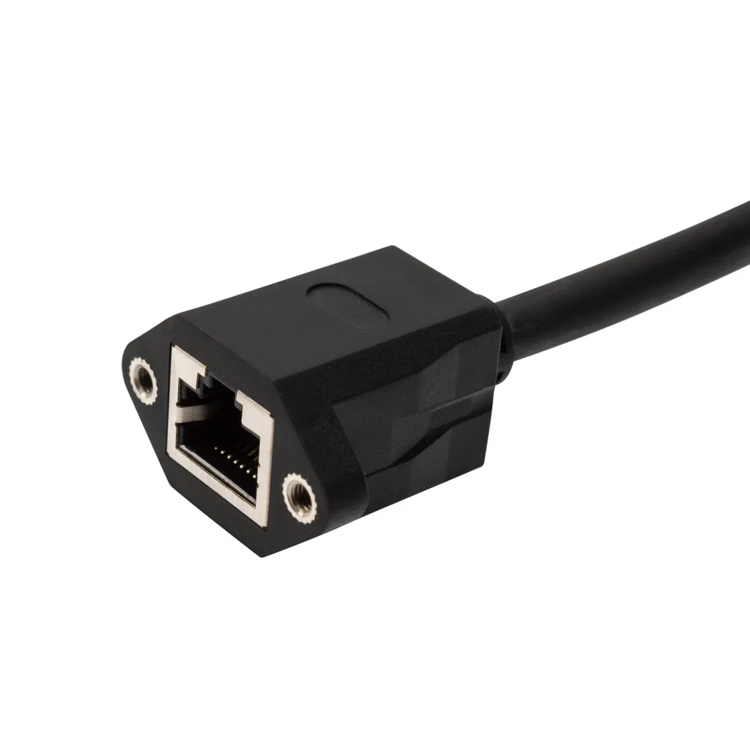 Downward 90&deg; Angle RJ45 LAN Network Panel Mount Extension Cable