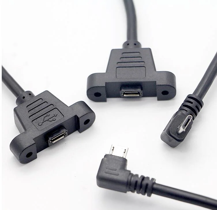 Screw Panel Mount Micro USB Data Extension Cable Data Sync Cable