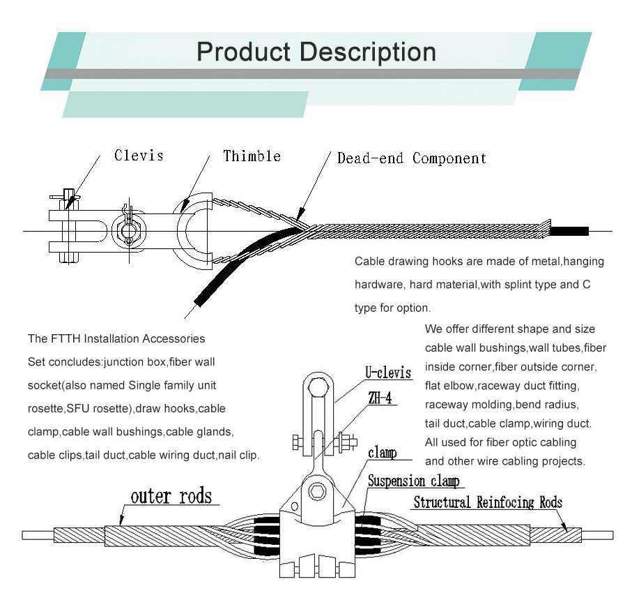 ADSS Opgw Optical Cable Down Lead Clamp for Pole and Tower