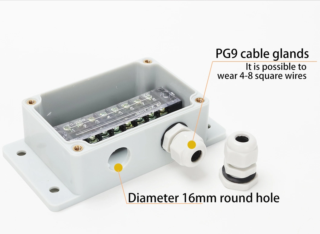 One in and Three out 15A 8way Waterproof Wire Docking Box ABS Plastic Pg9 Nylon Connectors 4-8 Square Wires