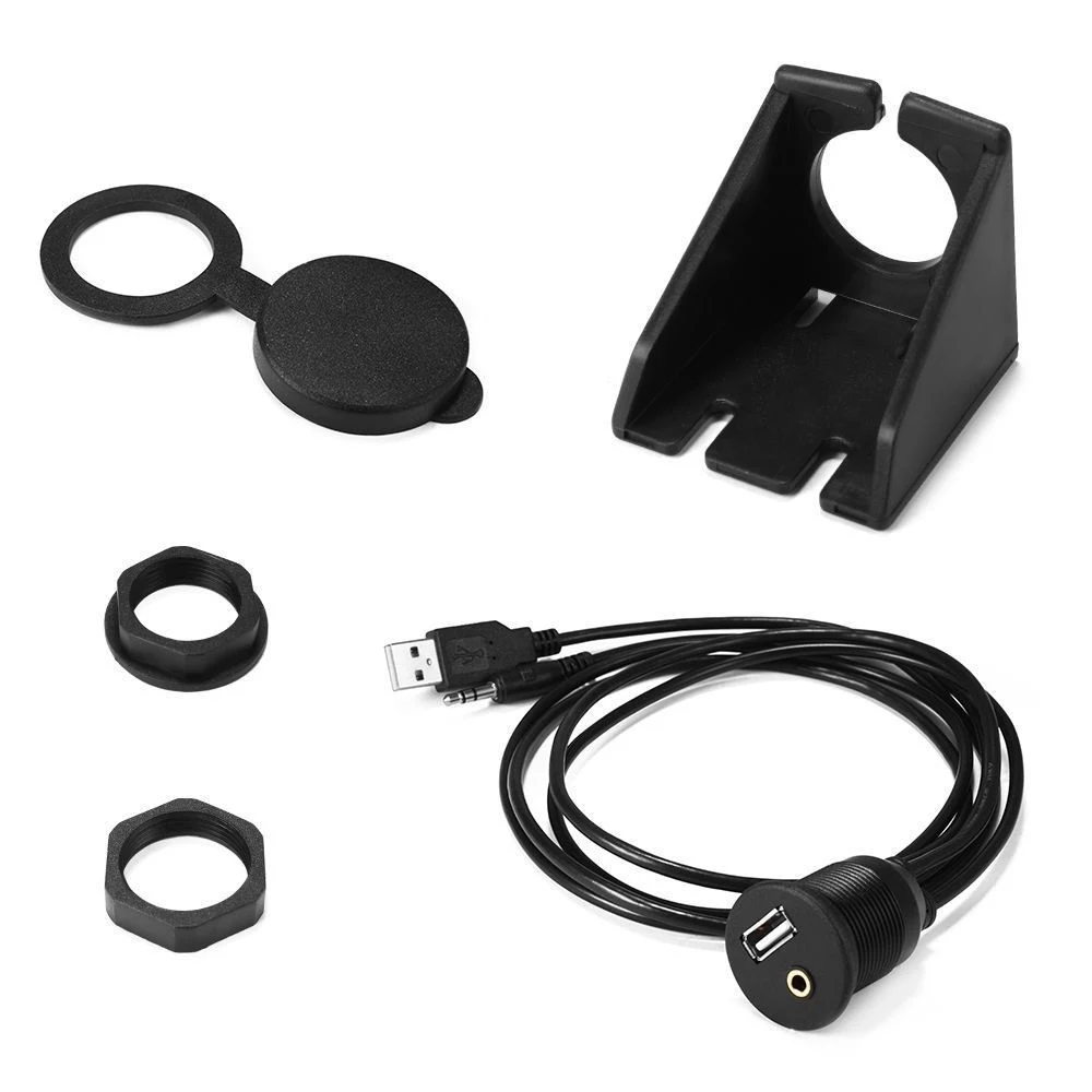 Aux Adapter Socket 3.5mm Jack Dashboard Mount Extension Cable