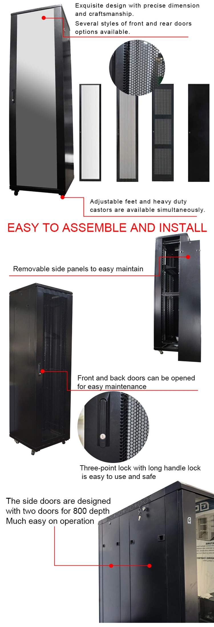 Gcabling 19 Inch Server Rack Static Loading 800kgs