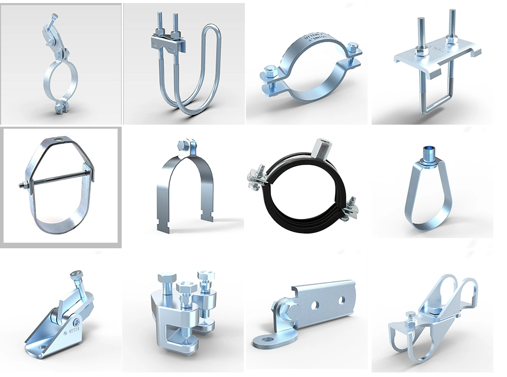 UL FM Galvanized/Zinc Coating Adjustable Clevis Hanger/Two Piece/Horseshoes Pipe Clamp with Threaded Fittings/Rod