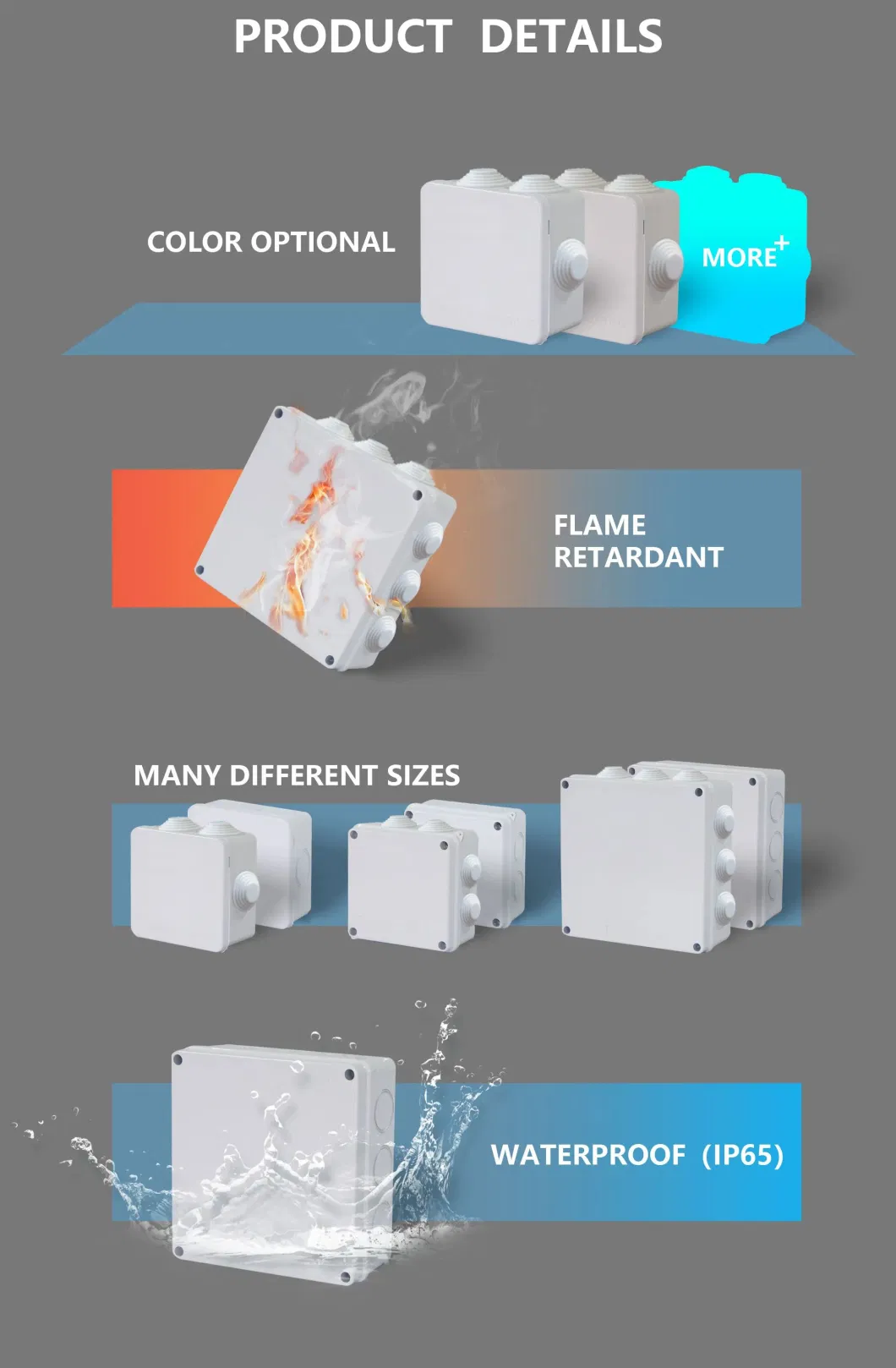 Custom Plastic ABS IP65 Connection PVC Cable Screw Electrical Junction Box 3X3 PVC Junction Box