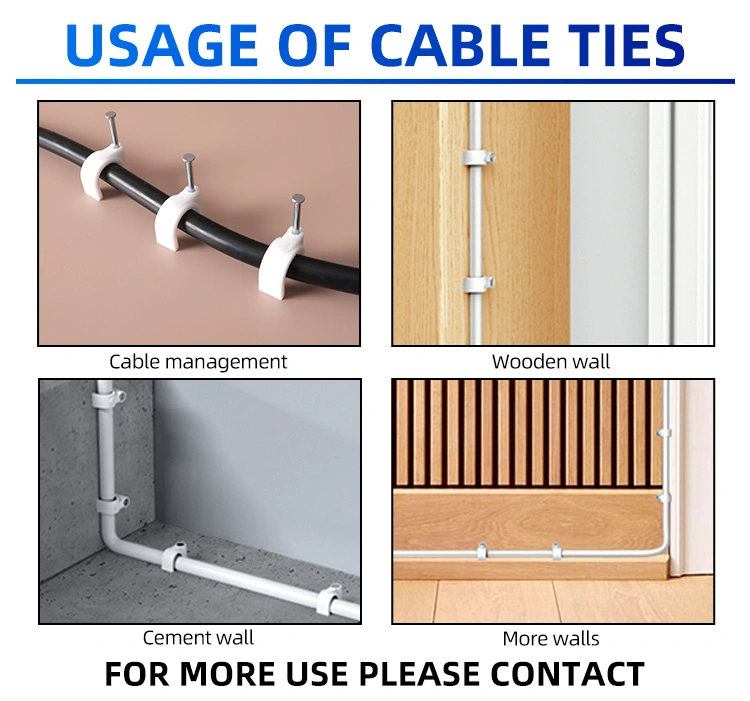 R-Type Clip Cable Fastener Wire Clamp Nylon Screw Mounting Electrical Grip Wire Clips Plastic Cable Grip