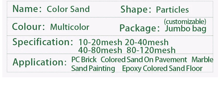 Colorful Sand Sand Colors Fine Colored Sand Silica Sand Colored Sand for Construction/Cement