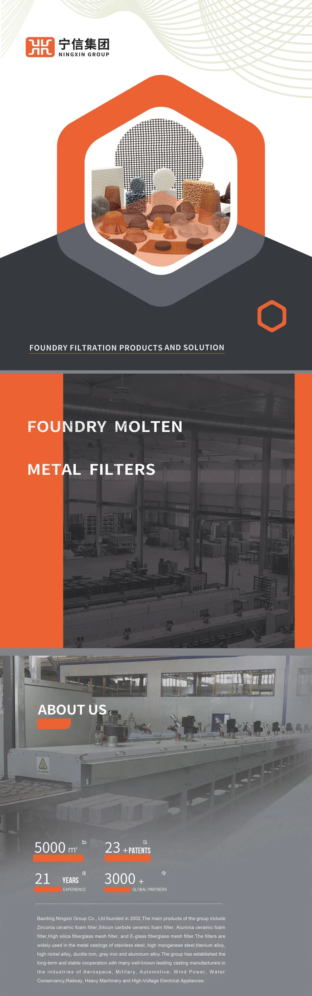 Excellent Liquid Metal Filtration Investment Casting Filter 30 Ppi Sand Casting