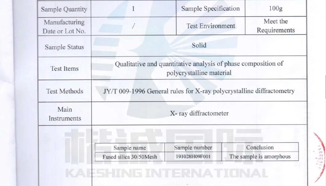 Top Quality Fused Silica Sand for Refractory/Investment Casting/EMC/Fbe