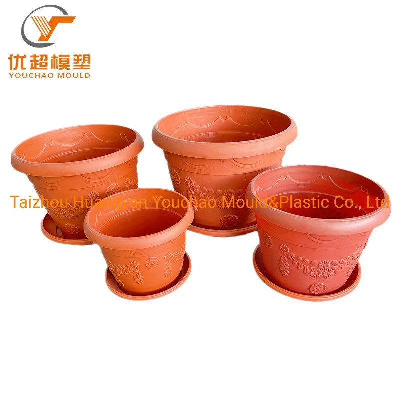 Custom Plastic Garden Flower Pot Mold in Texture Making Plant Injection Mould for Sale