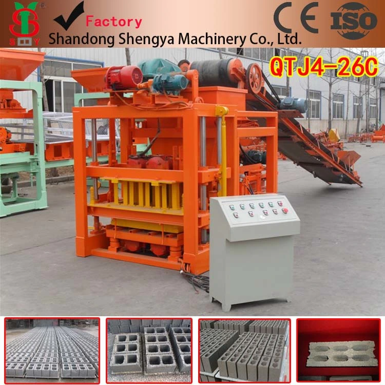 Qtj4-26c Automatic Cement Sand Concrete Block Machine Brick Making Mould Africa