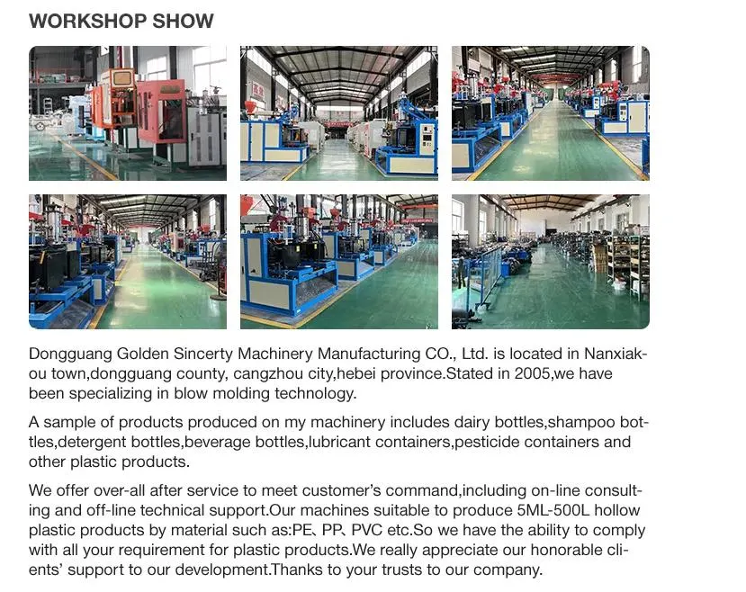 Fully Automatic HDPE 5liter Plastic Bottle Extrusion Blow Molding Machine