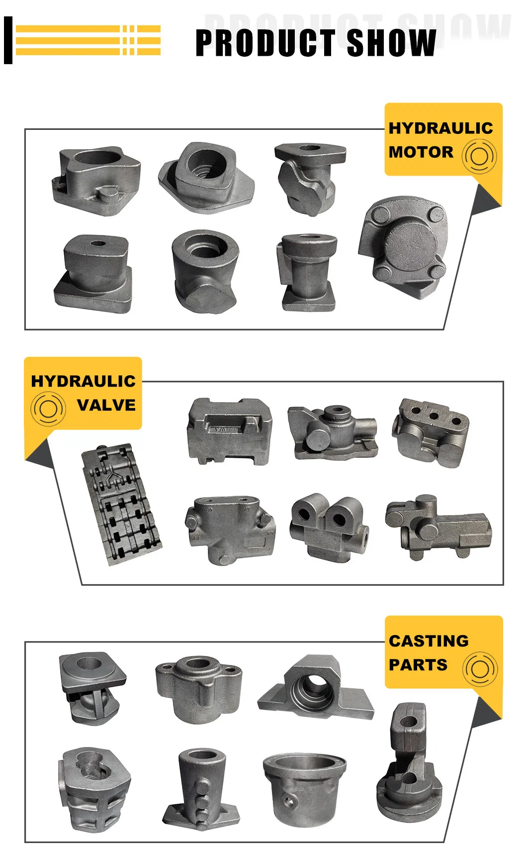 Factory Price Customized Gray Iron Ductile Iron Sand Casting Black Color Hydraulic Parts